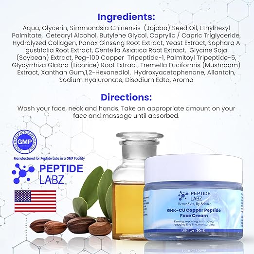 GHK-Cu Copper Peptide Face Cream Anti Wrinkle Anti Aging, Repair, and Firming Daily Face Cream, 1.69 Fluid Ounce - Image 3