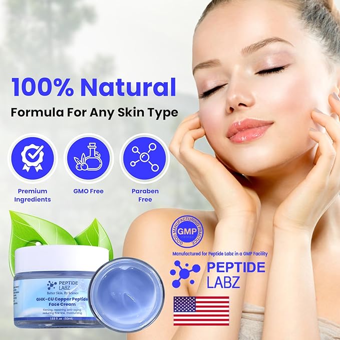 GHK-Cu Copper Peptide Face Cream Anti Wrinkle Anti Aging, Repair, and Firming Daily Face Cream, 1.69 Fluid Ounce - Image 5