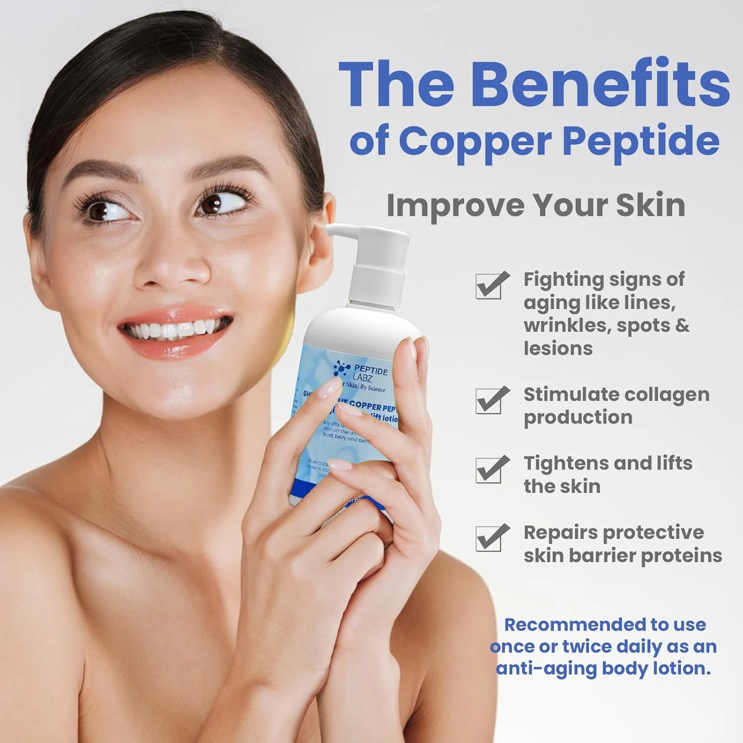 Copper Peptide & Hyaluronic Acid - Body Lotion - Anti-Aging, Skin Firming & Hydrating Formula, 10 Fluid Ounce - Image 4