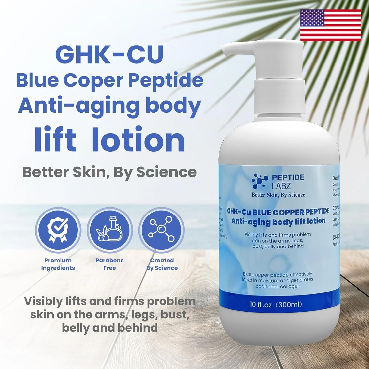 Copper Peptide & Hyaluronic Acid - Body Lotion - Anti-Aging, Skin Firming & Hydrating Formula, 10 Fluid Ounce - Image 6