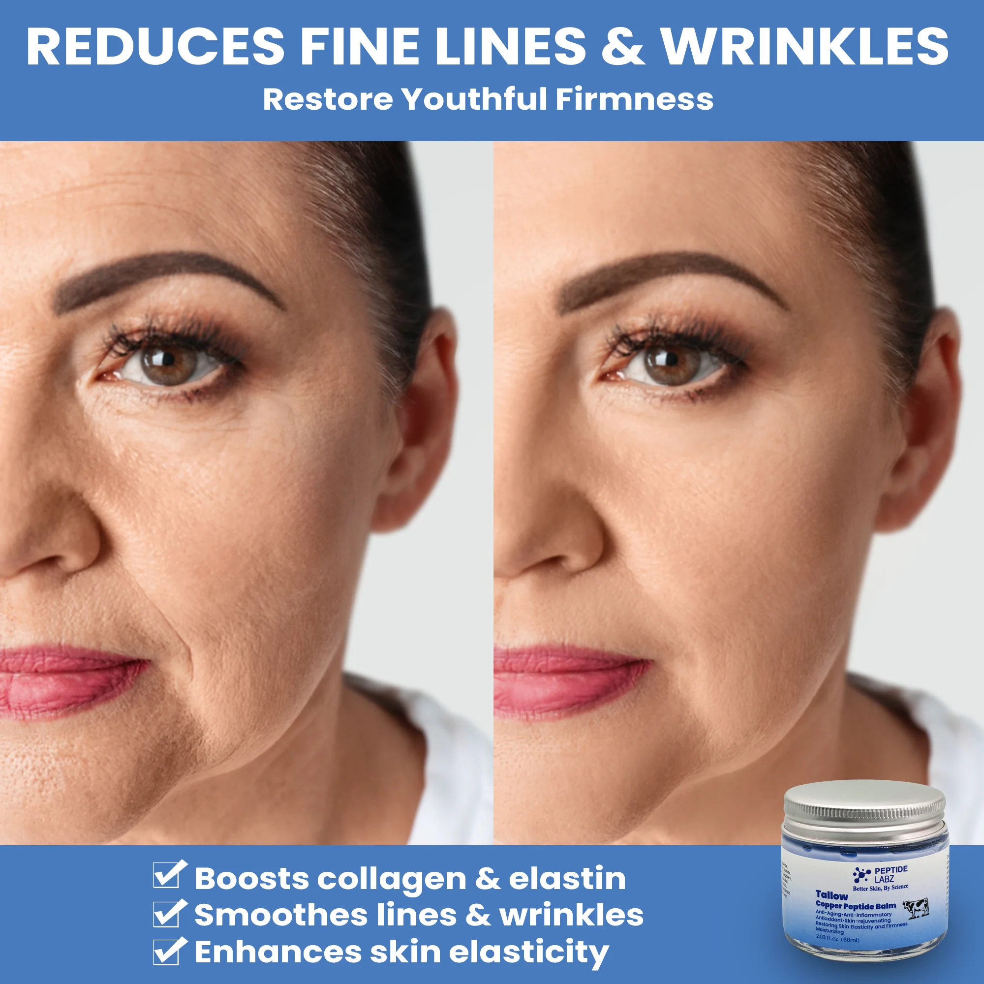 Copper Peptide Tallow Balm – Copper Tripeptide-1 (GHK-Cu), Grass-Fed Tallow, Honey Extract & Licorice Root - Image 4