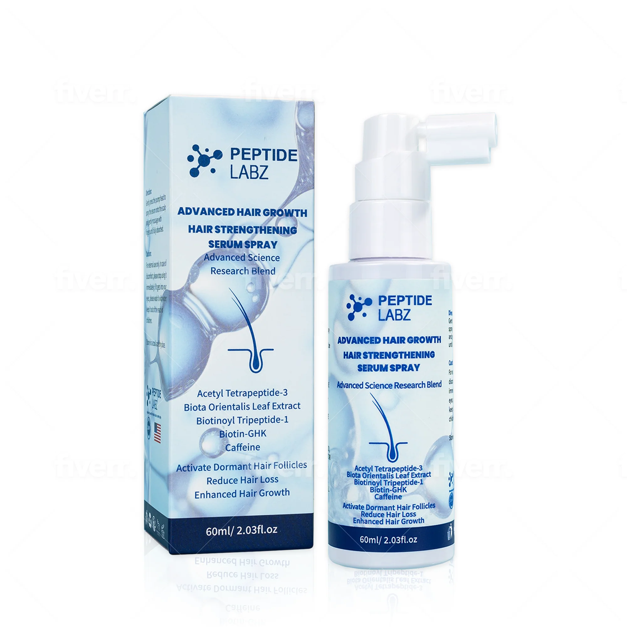 Hair Growth Serum Spray with Peptides, Acetyl Tetrapeptide-3, Biotin-GHK, Licorice Root Extract and Caffeine - Image 12