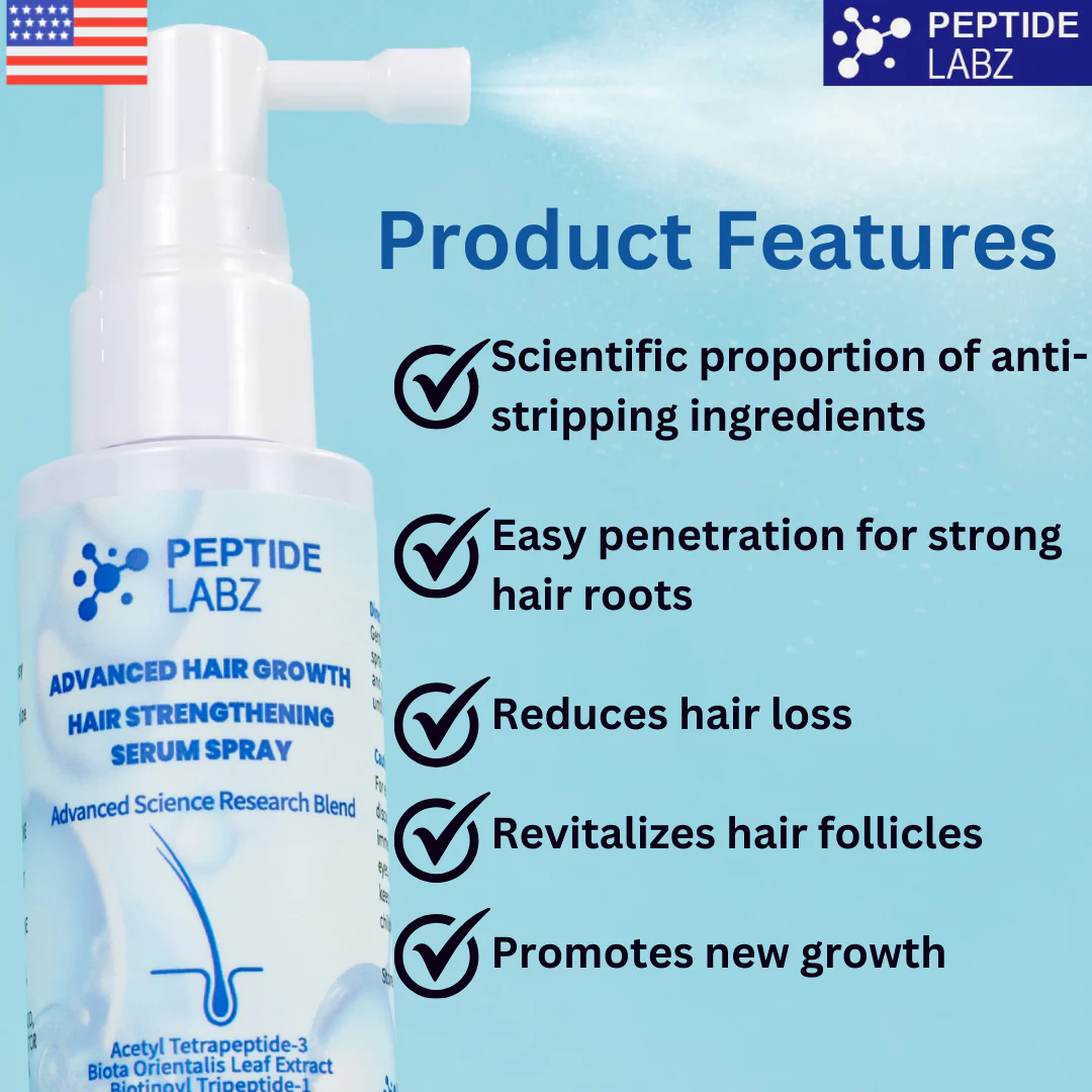 Hair Growth Serum Spray with Peptides, Acetyl Tetrapeptide-3, Biotin-GHK, Licorice Root Extract and Caffeine - Image 4
