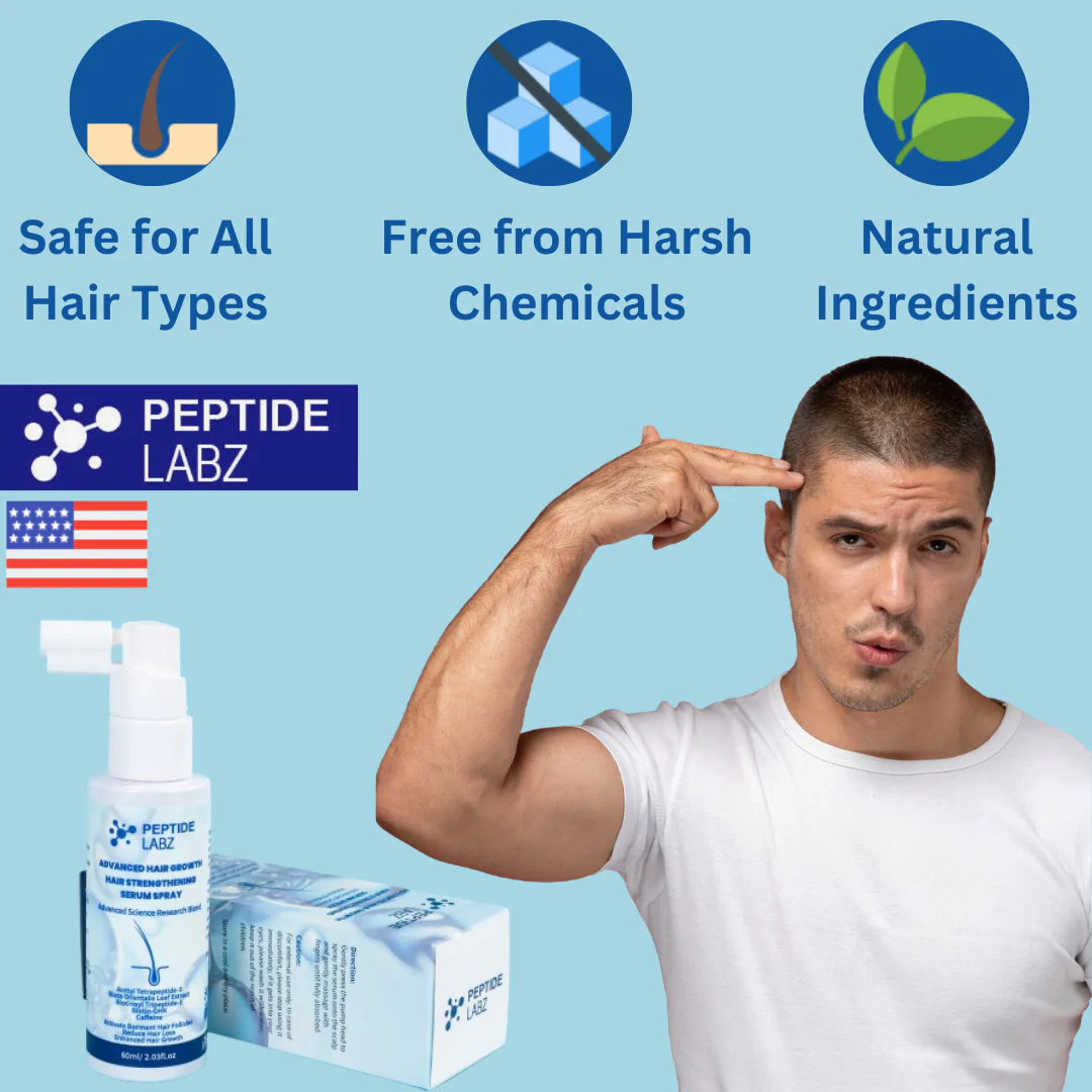 Hair Growth Serum Spray with Peptides, Acetyl Tetrapeptide-3, Biotin-GHK, Licorice Root Extract and Caffeine - Image 9