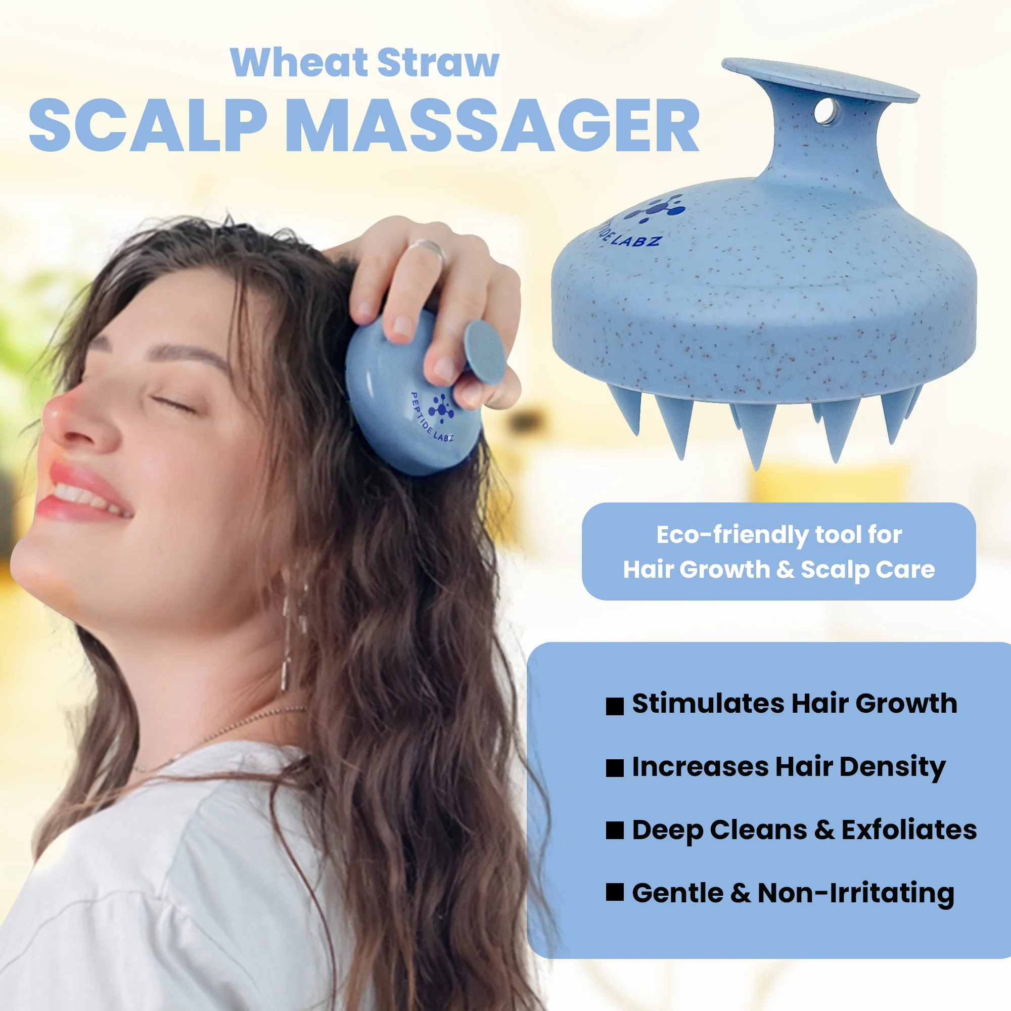 Scalp Massager Shampoo Brush – Eco-Friendly Wheat Straw & Silicone Bristles - Image 3