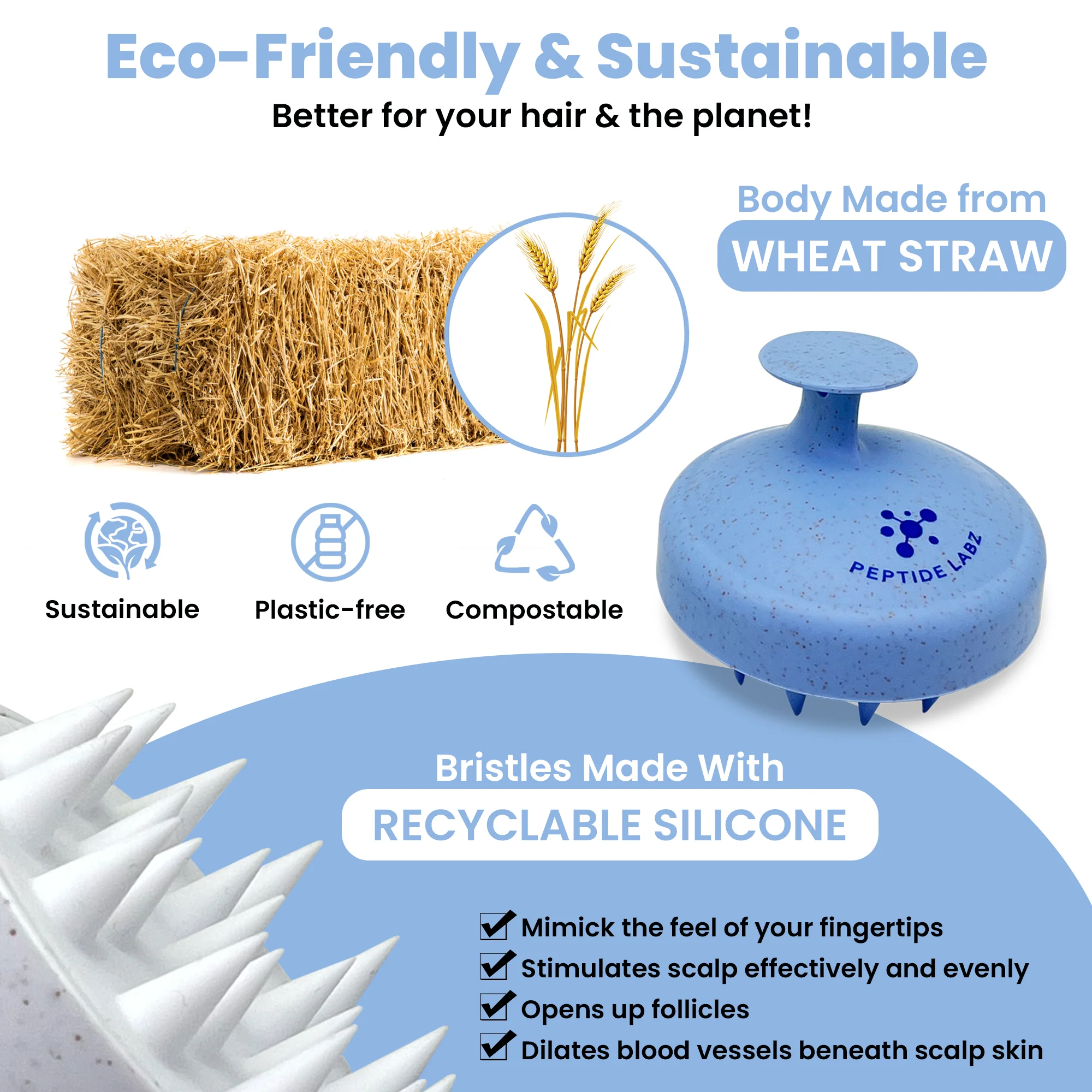 Scalp Massager Shampoo Brush – Eco-Friendly Wheat Straw & Silicone Bristles - Image 4